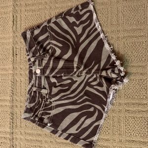 Zebra print Denim shorts